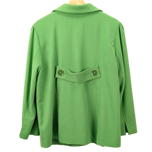 Dialogue Textured Knit Button Up Blazer Jacket Dopamine Electric Green Medium - Picture 10 of 14